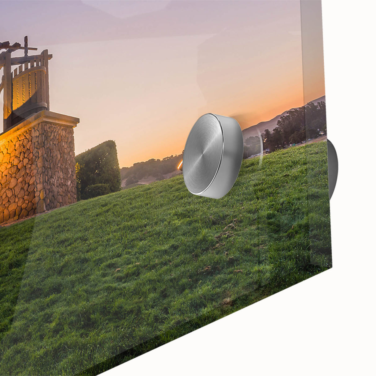 Large abstract wall art of Sonoma, California scenery on acrylic glass, in muted earth tones, ideal for dining room ambiance.