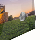 Large abstract wall art of Sonoma, California scenery on acrylic glass, in muted earth tones, ideal for dining room ambiance.