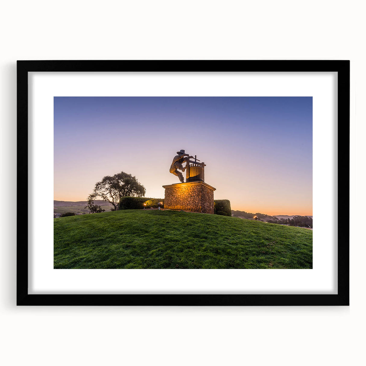 Extra large framed abstract art print of colorful, textured California scenery, ideal for living room decor.
