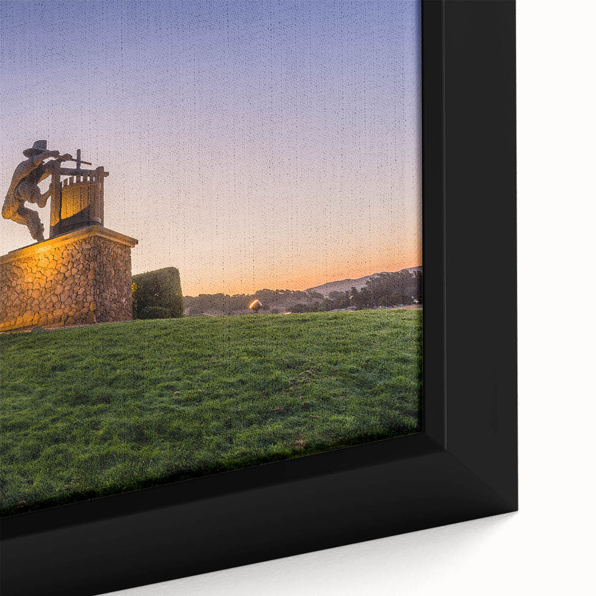 Framed canvas depicting a textured Sonoma, California landscape in black with colorful accents.