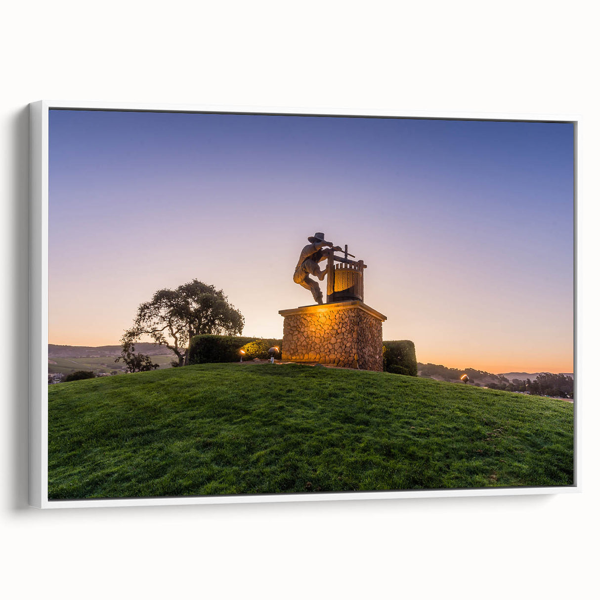 Vintage poster art of Sonoma, California in colorful hues on extra large framed canvas, ideal for living room decor.