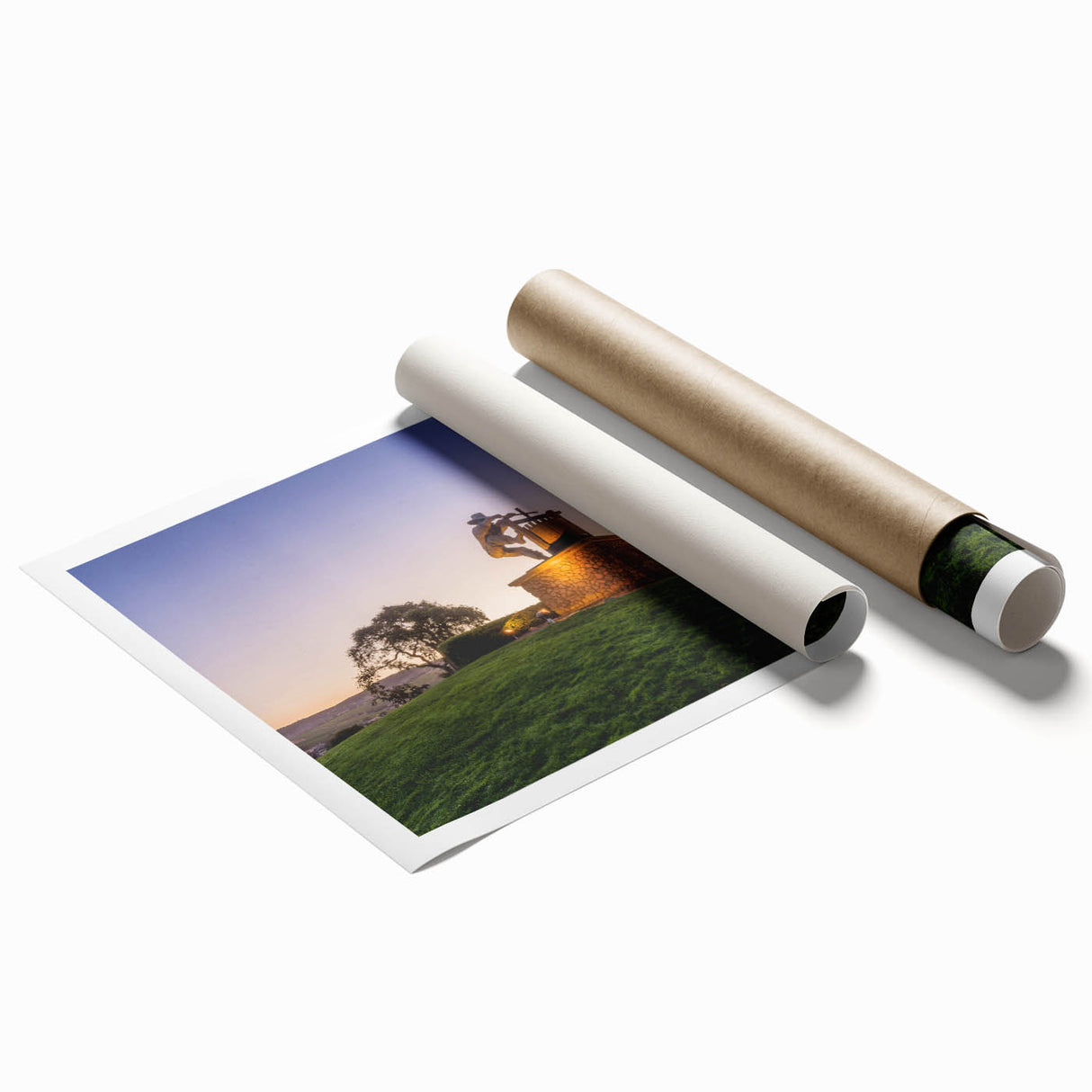 Extra large rolled print featuring a serene Sonoma, California landscape with vibrant floral elements.