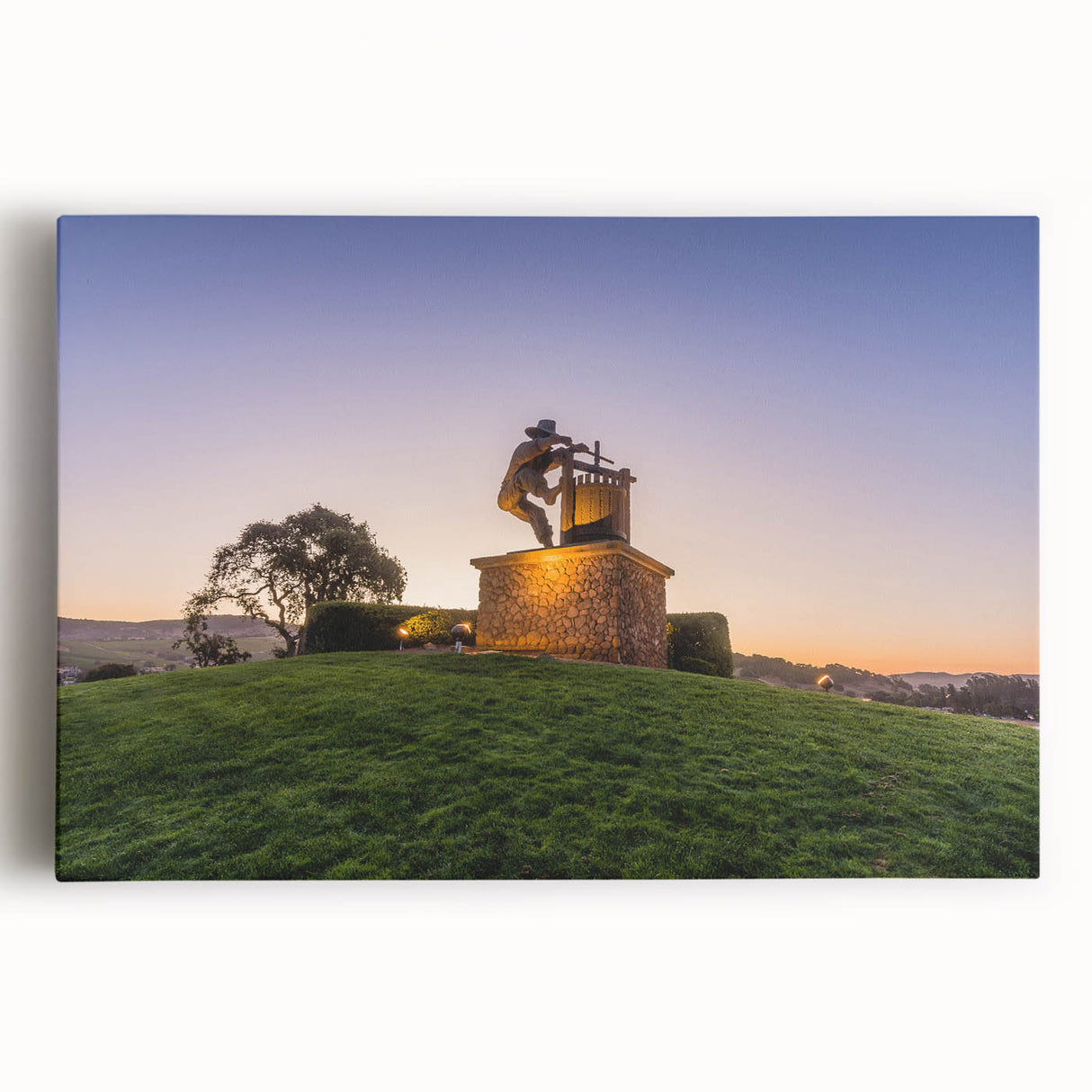 Black and white stretched canvas featuring a panoramic view of Sonoma vineyards, ideal for kitchen wall art.