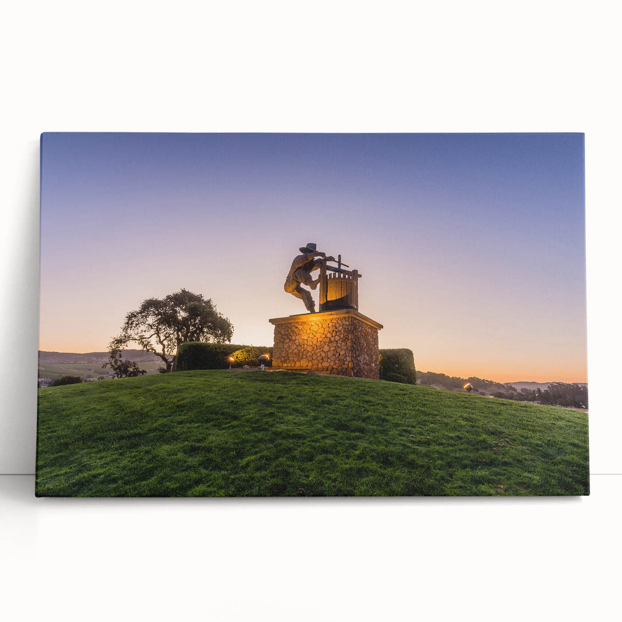 Black and white print of Sonoma landscape on stretched canvas, suited for kitchen wall art or bedroom ambiance.