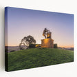 Side view of a stretched canvas depicting the Sonoma, California landscape in muted earth tones.