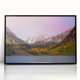 Large abstract wall art of Maroon Bells, Colorado in muted earth tones on a framed acrylic.