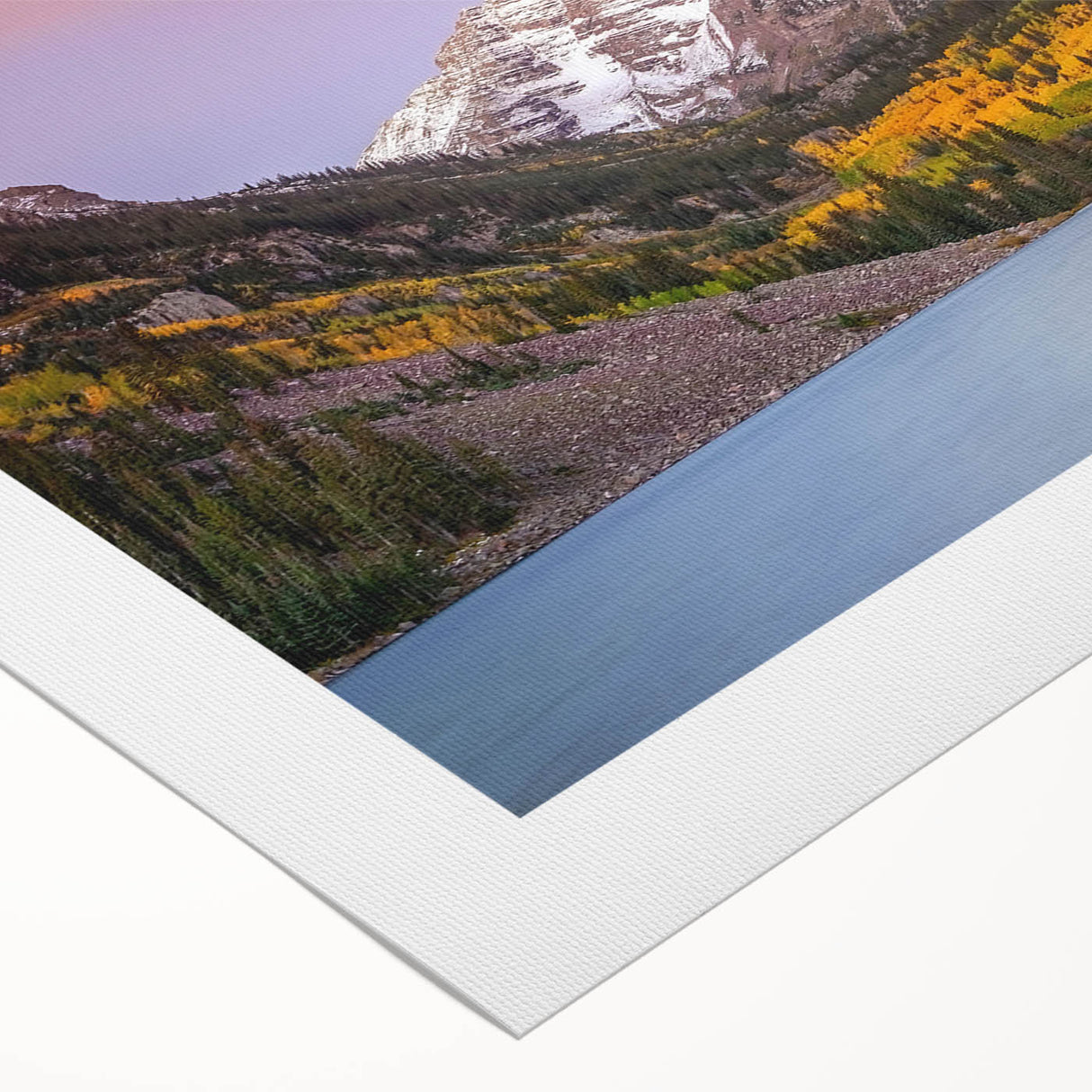 Art Deco poster of Maroon Bells, Colorado with vibrant autumn colors on rolled canvas, ideal for dining room wall art.