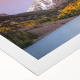 Art Deco poster of Maroon Bells, Colorado with vibrant autumn colors on rolled canvas, ideal for dining room wall art.
