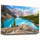 Acrylic print of the Rocky Mountains in Colorado, featuring earth tones, ideal for dining room decor.
