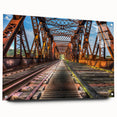 Acrylic glass print of a large abstract depiction of Connecticut scenery in muted earth tones.