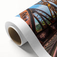 Art Deco-style poster of Connecticut scenery on rolled canvas, using pastel colors, ideal for nursery wall art.