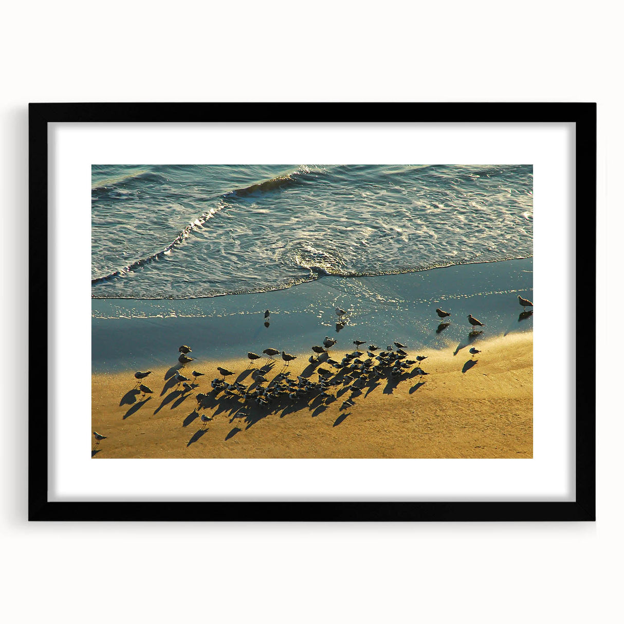 Extra large abstract art print featuring colorful, textured scenery, framed in black, ideal for living room decor.