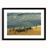 Extra large abstract art print featuring colorful, textured scenery, framed in black, ideal for living room decor.