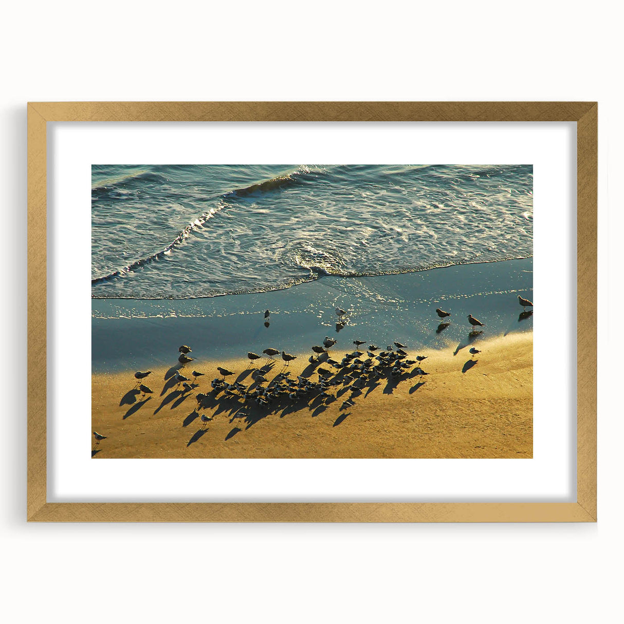 Extra large abstract art print of Daytona scenery in textured style, framed in gold, ideal for living room decor.