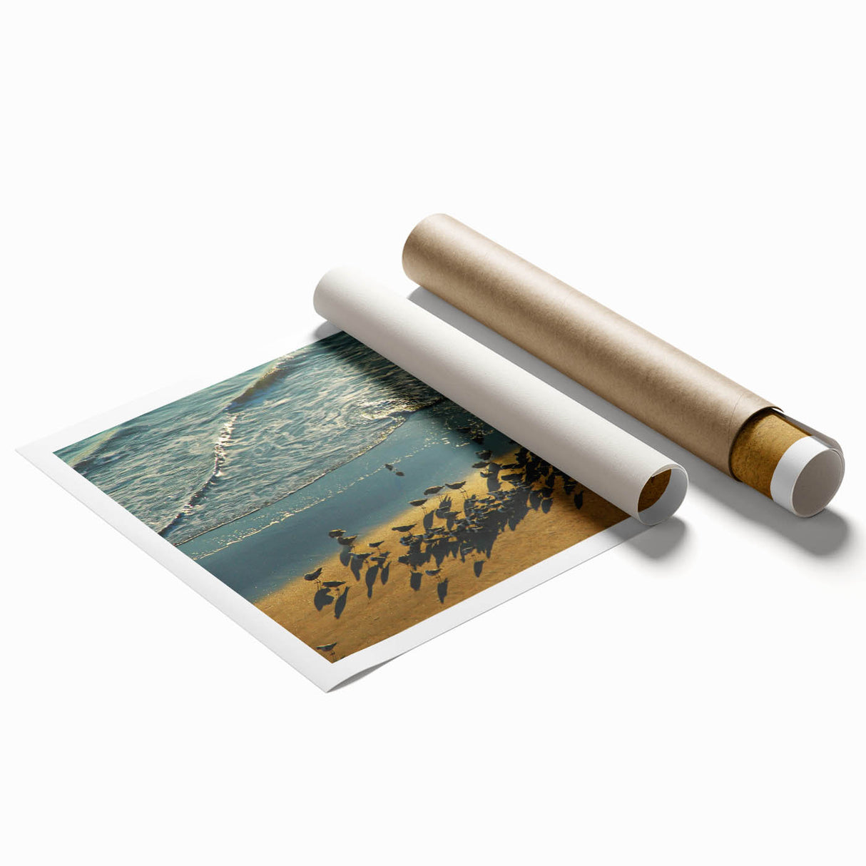 Extra large rolled print of Daytona scenery featuring subtle floral elements in soft pastel shades.