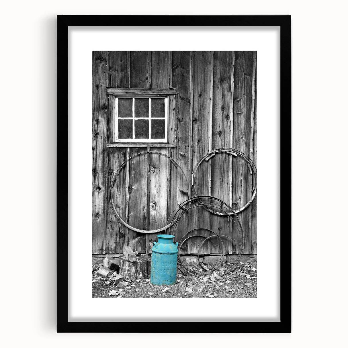 Abstract art print of a colorful Delaware landscape on textured canvas, framed in black, ideal for living room decor.