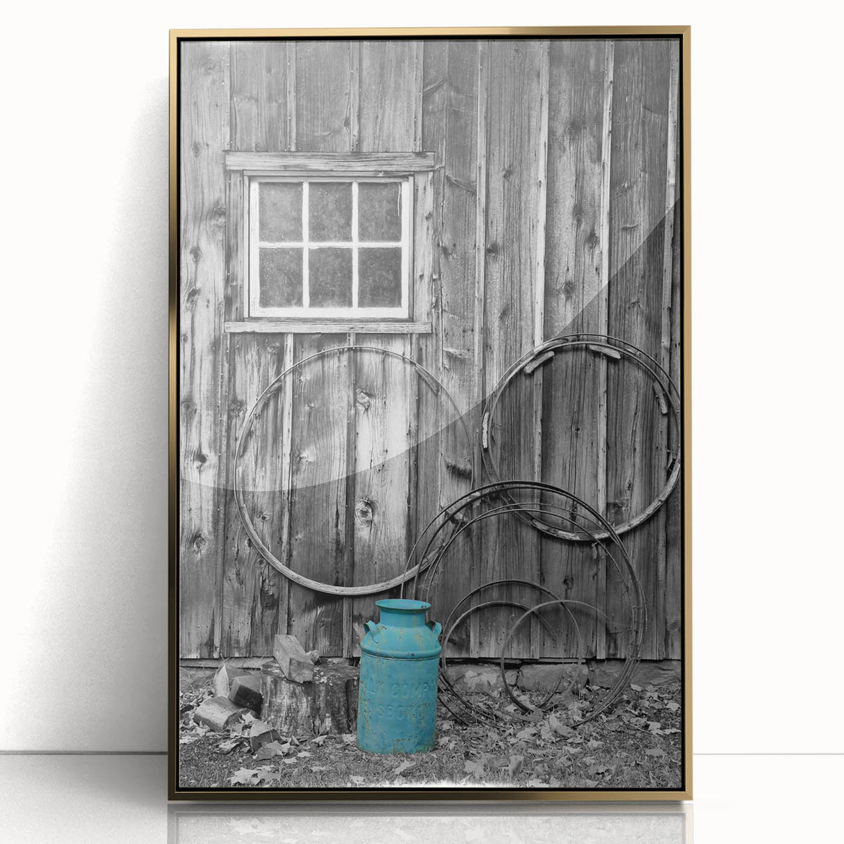 Mid-century modernist style Delaware scenery on acrylic print, with gold frame, ideal for modern art wall decor.