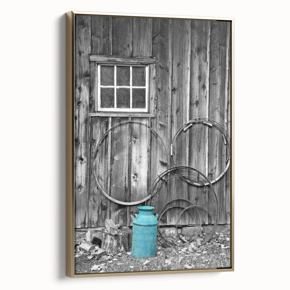 Framed canvas depicting a vintage-style Delaware landscape in muted gold and black tones, suitable for bedroom decor.