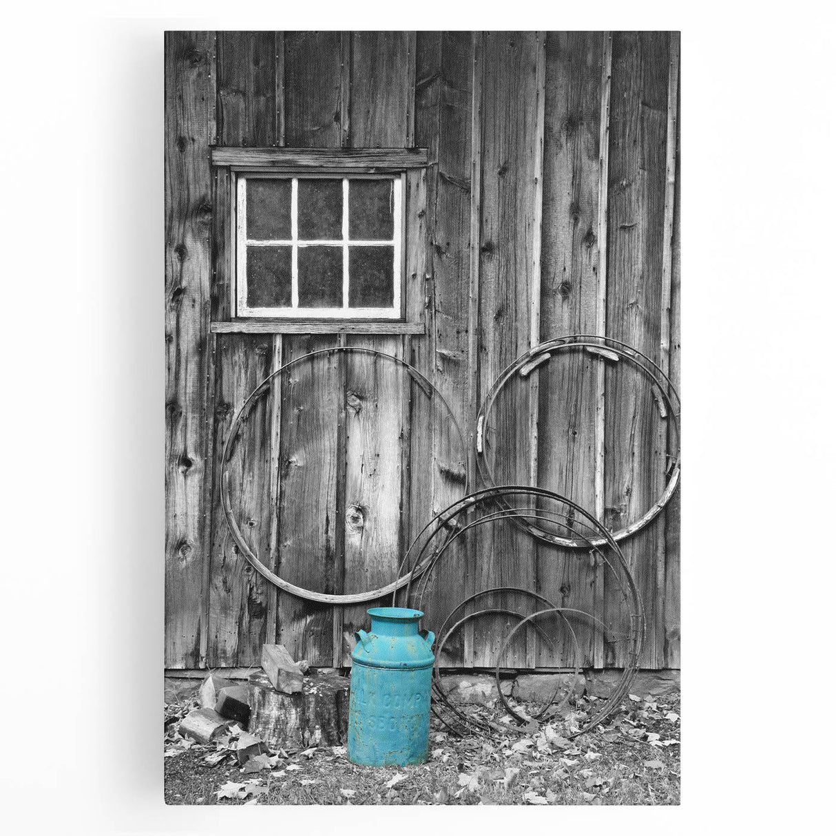 Black and white photo of Delaware scenery on large stretched canvas, ideal for kitchen wall art.