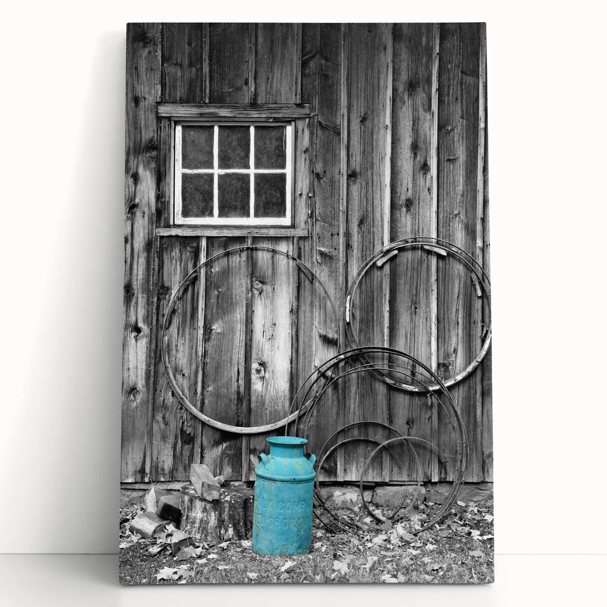 Black and white stretched canvas depicting Delaware scenery, ideal for kitchen wall art or bedroom decor.