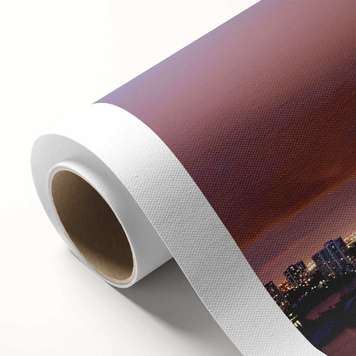Art deco poster of Fort Lauderdale skyline in pastel shades on rolled canvas, suitable as nursery wall art.