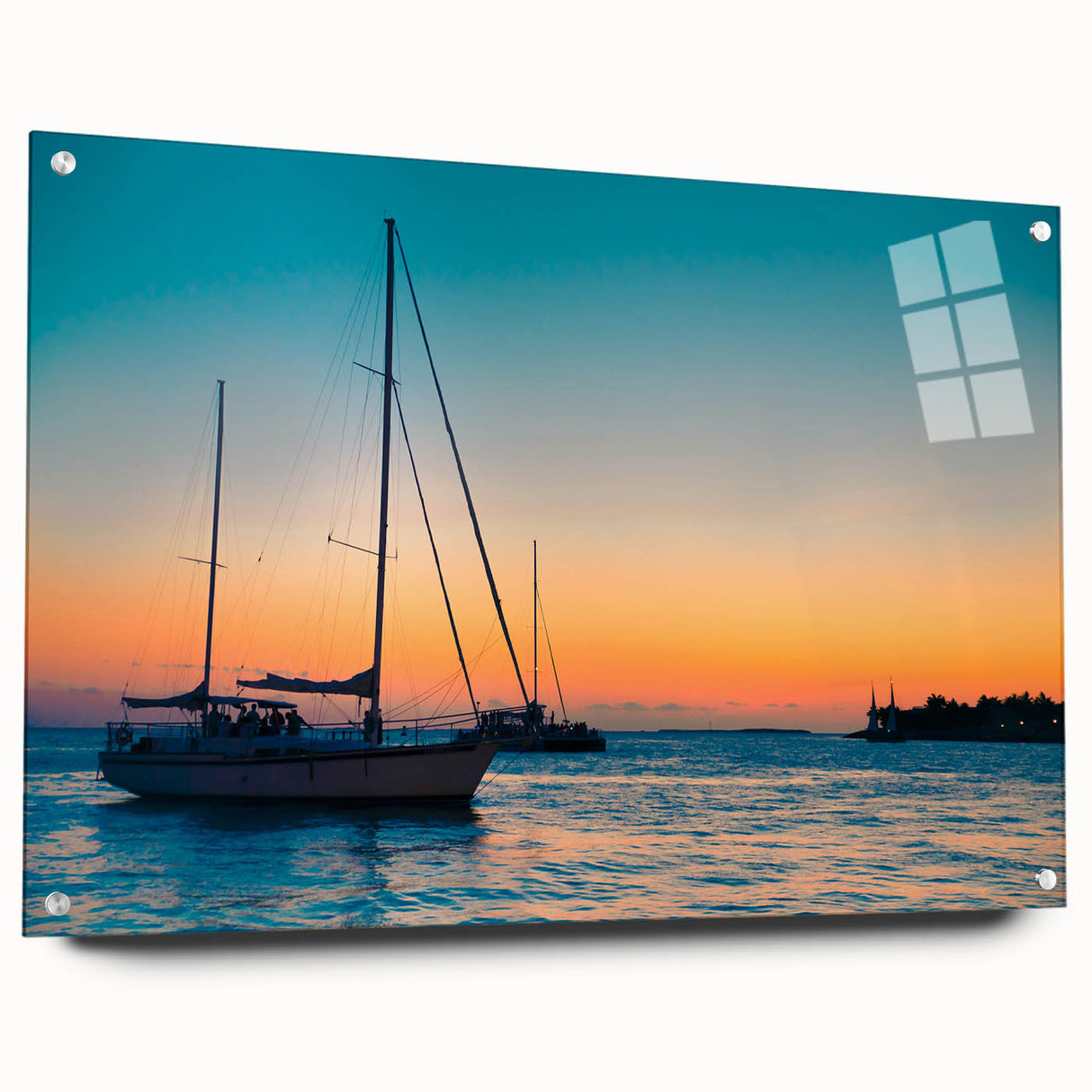 Acrylic print of the Florida Keys scenery, showcasing vivid blue and green ocean tones.
