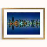 Extra large abstract art print of Miami scenery in textured gold frame, ideal for living room decor.
