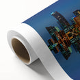 Art Deco style poster of Miami skyline in pastel shades on rolled canvas, ideal for nursery wall art or dining room.