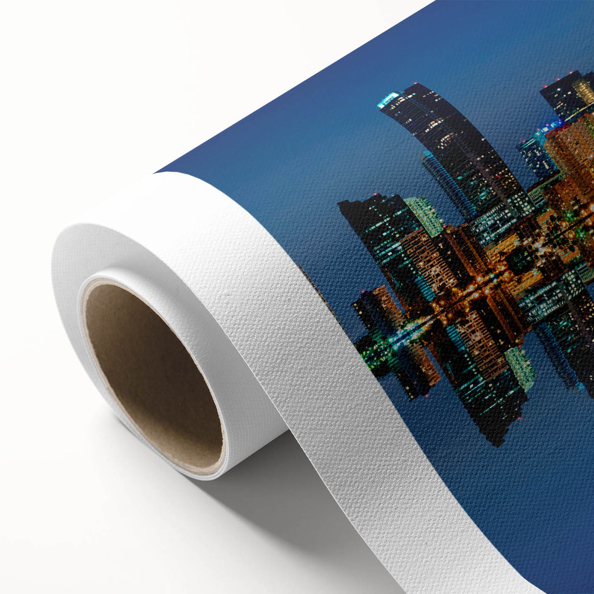 Art Deco style poster of Miami skyline in pastel shades on rolled canvas, ideal for nursery wall art or dining room.
