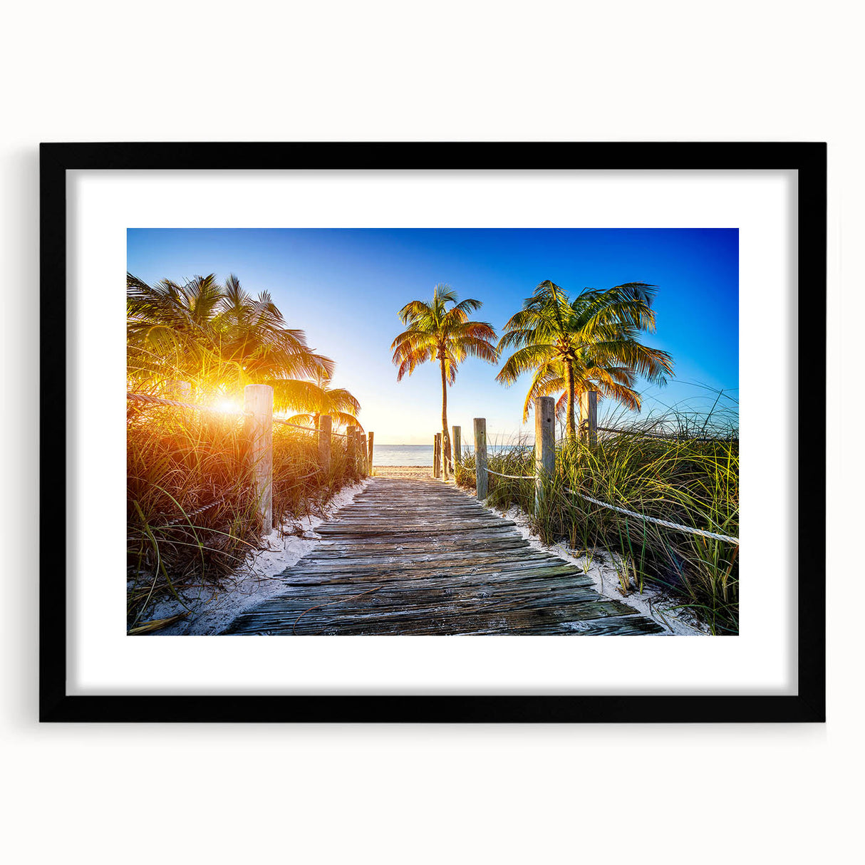 Colorful abstract art print of Palm Beach with vibrant hues on a textured, extra large canvas, ideal for living room decor.