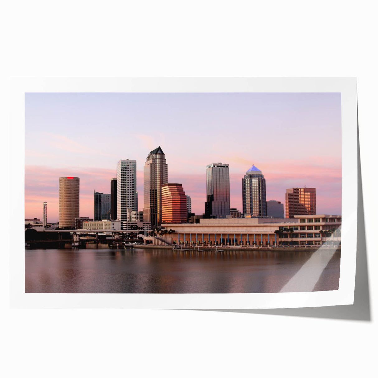 Rolled print of Tampa, Florida scenery with pastel shades, ideal for art wall dining room.