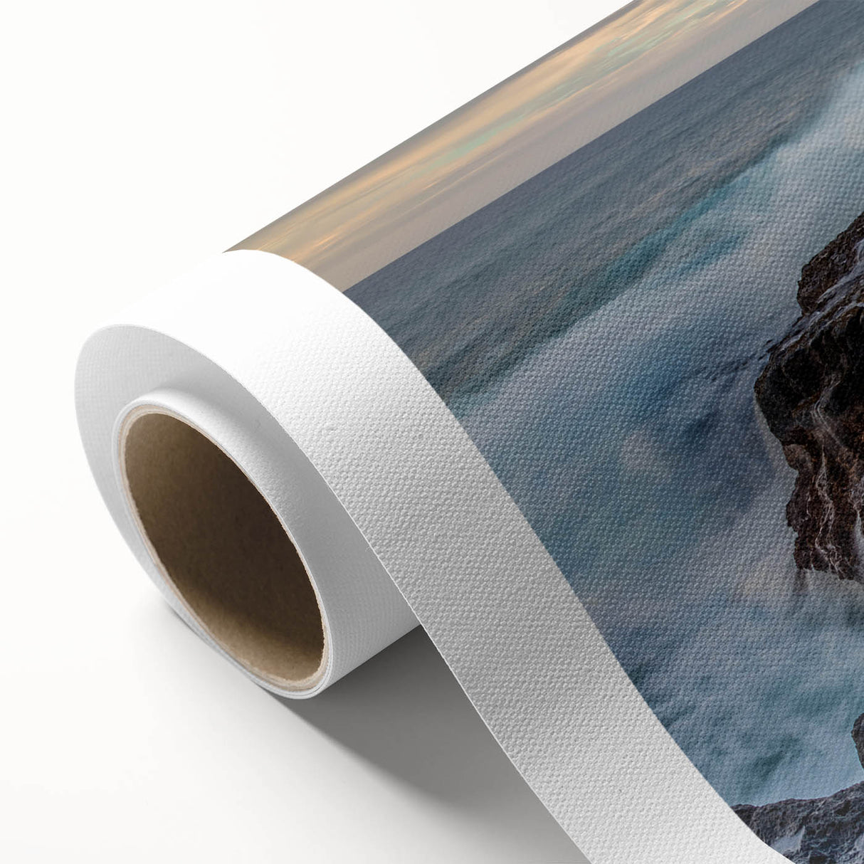 Art deco poster of Kauai landscape in pastel shades on rolled canvas, suitable for nursery wall art.