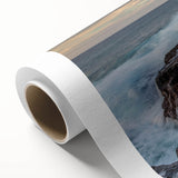 Art deco poster of Kauai landscape in pastel shades on rolled canvas, suitable for nursery wall art.