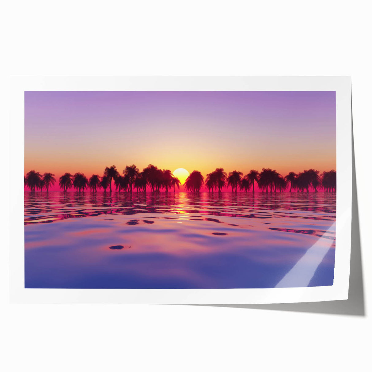Rolled print of a serene Maui landscape with lush greenery and floral elements, suitable for art wall dining room.