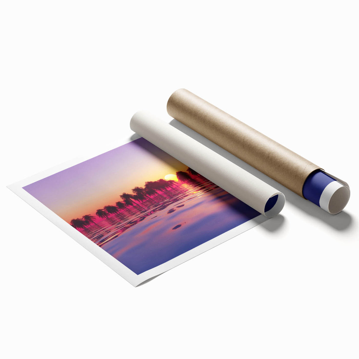 Extra large rolled print of a Maui landscape with vibrant floral elements, ideal for classy bathroom wall art.