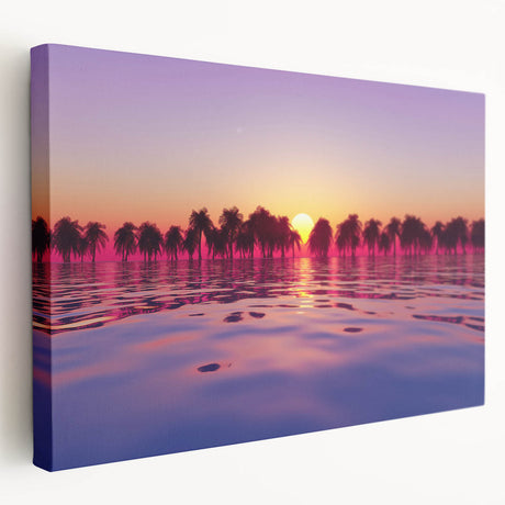 Lush Hawaiian landscape on stretched canvas, featuring vibrant green and blue tones, suitable for kitchen wall art.