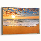 Framed canvas depicting a vintage-style landscape of Oahu, Hawaii in muted gold and black tones, ideal for bedroom wall art.
