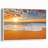 Vintage poster art of Oahu, Hawaii, in vibrant colors on a large framed canvas, ideal for living room decor.