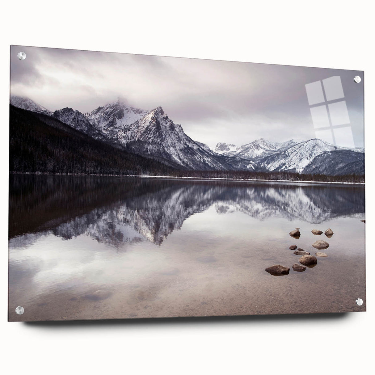 Acrylic print of an Idaho landscape featuring expansive green fields under a broad sky, ideal for dining room decor.