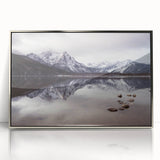 Mid-century modernist art of Idaho scenery in muted earth tones on a framed acrylic, ideal for nursery wall art.