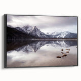 Black and white landscape art painting of Idaho scenery on framed canvas, ideal for bedroom decor.