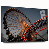Acrylic print of a large abstract depiction of the Chicago skyline in muted blue and gray tones.
