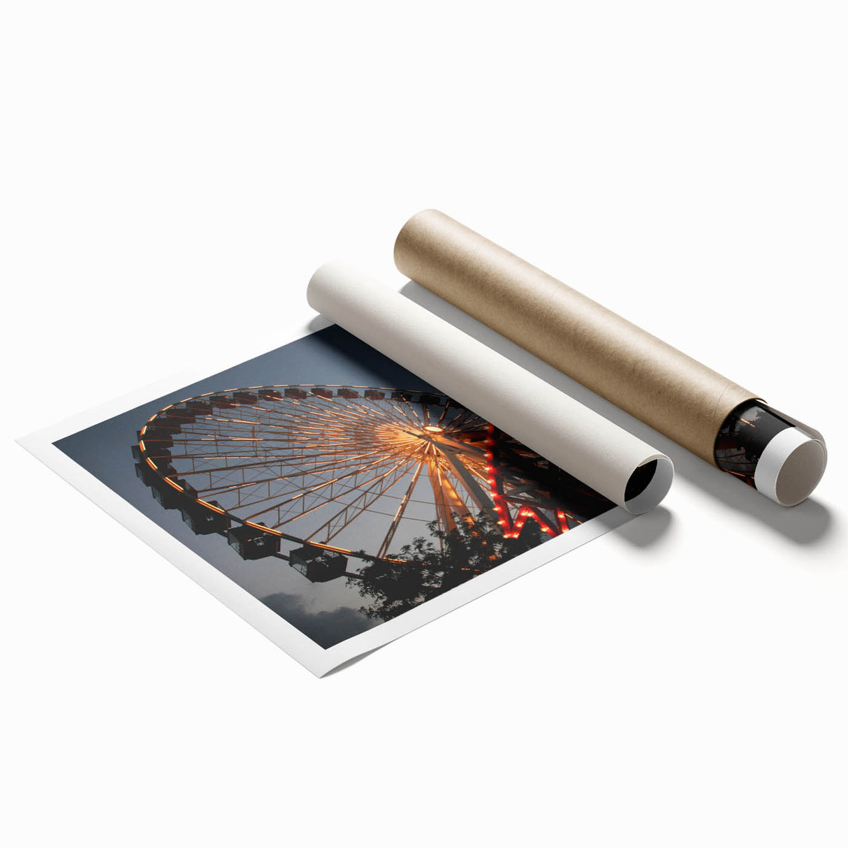 Extra large rolled print of Chicago skyline with muted blue and gray tones, ideal for classy bathroom wall art.