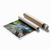 Extra large rolled print of a Kentucky landscape with soft floral elements in pastel shades.