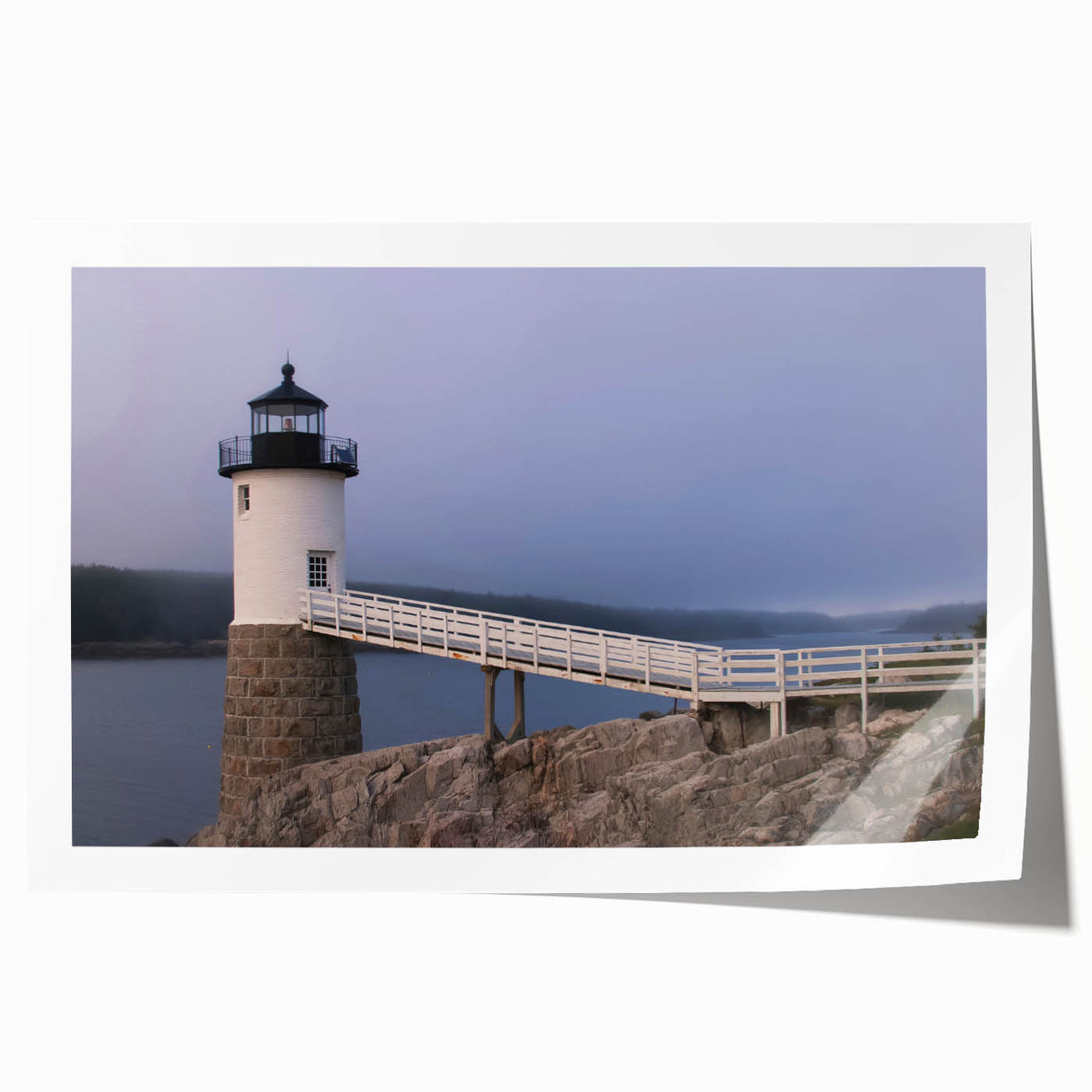 Acadia National Park scenery on a rolled print, featuring muted earth tones, ideal for dining room wall art.