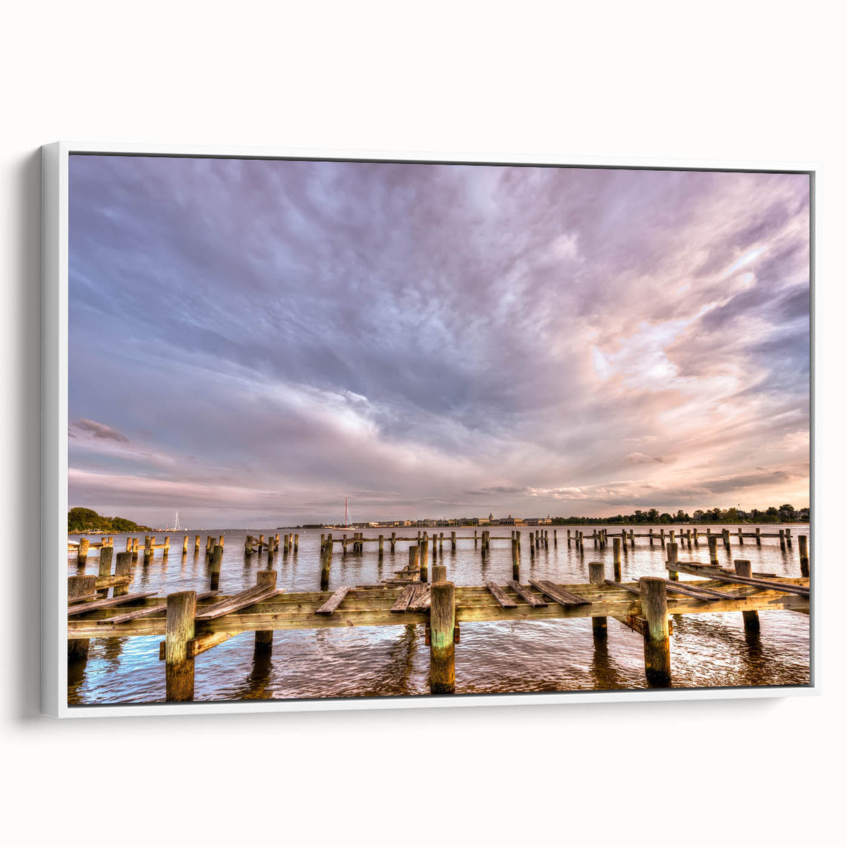 Vintage poster art of Annapolis, Maryland on extra large framed canvas, featuring colorful art on a black background.
