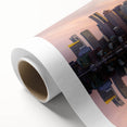 Art Deco poster of Boston skyline in pastel shades on rolled canvas, ideal for nursery wall art.