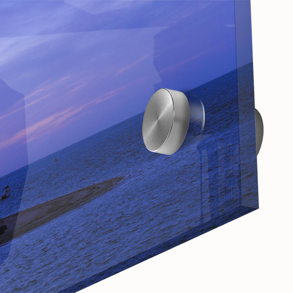 Large abstract wall art depicting a Nantucket scenery in mid-century modernist style on acrylic glass.