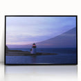 Large abstract wall art depicting a serene Nantucket landscape in muted tones, framed in black acrylic.