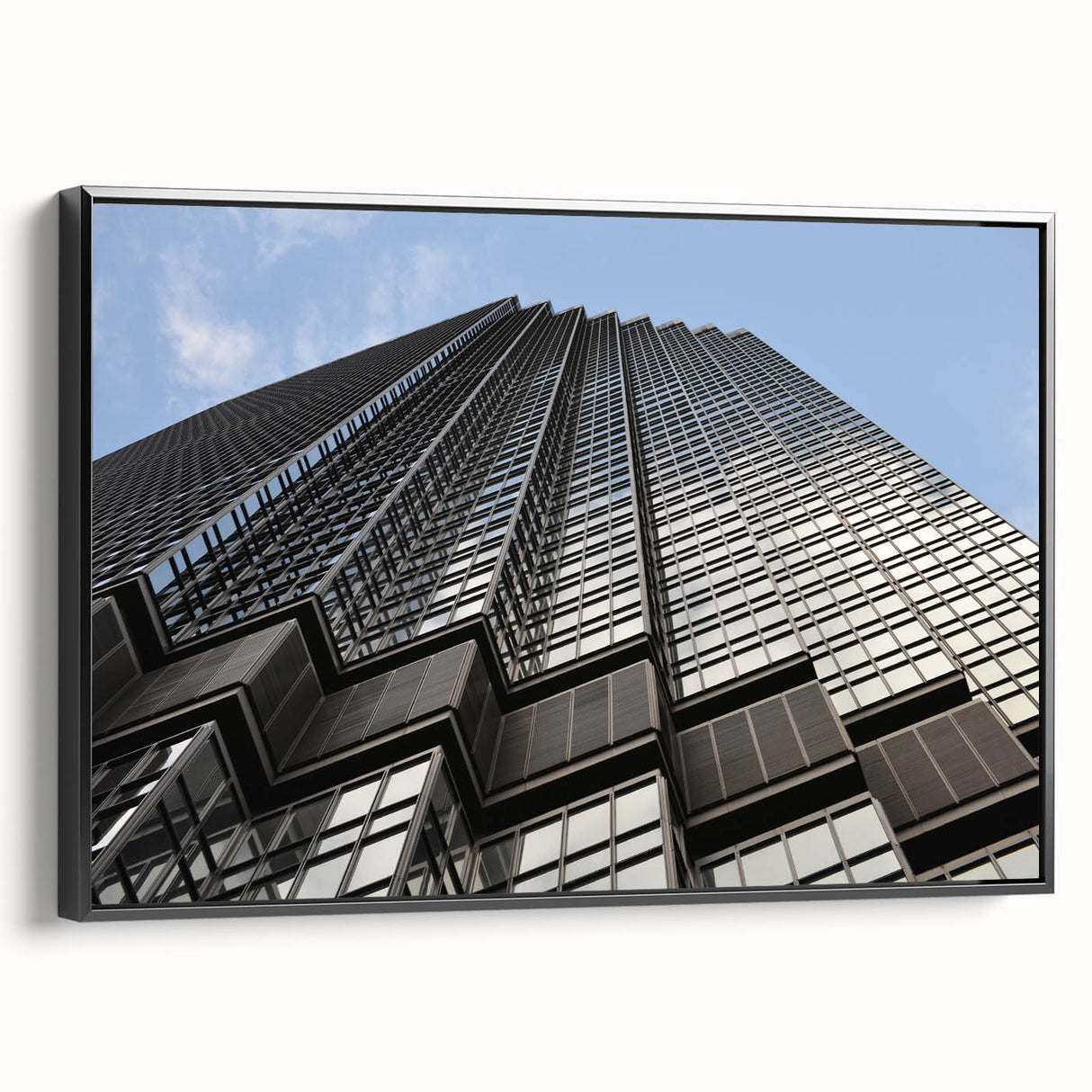 Black and white framed canvas of Minneapolis skyline, ideal for bedroom wall art.